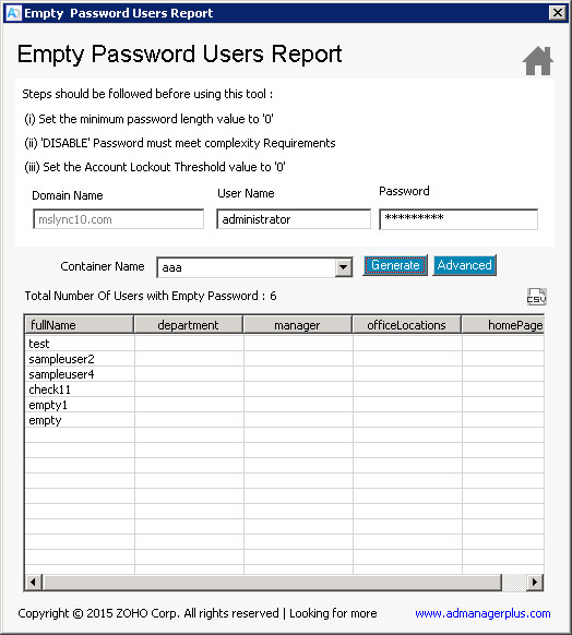 Free Active Directory Empty Password Users Report Free Active Directory Empty Password Users Report