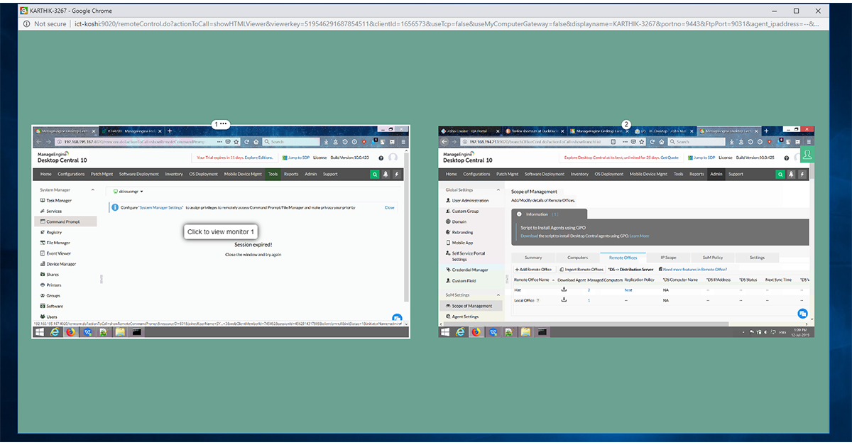 View and control multiple screens simultaneously
